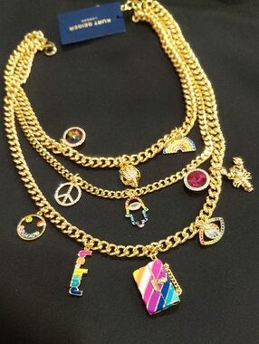 KURT GEIGER LONDON MULTI CHARM STATEMENT NECKLACE